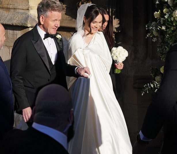 Gordon Ramsay arriving at Bath Abbey with Holly
