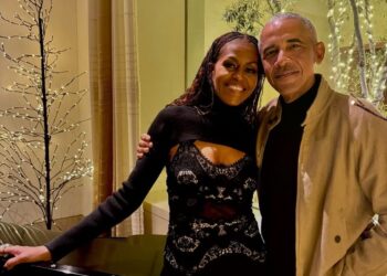 Michelle and Barack Obama on Christmas