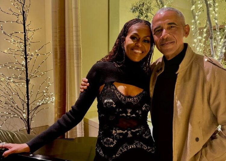 Michelle and Barack Obama on Christmas