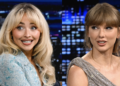 (L) Singer & actress Sabrina Carpenter during an interview on Thursday, August 22, 2024 (R) Singer-songwriter Taylor Swift during an interview on Monday, October 6, 2025