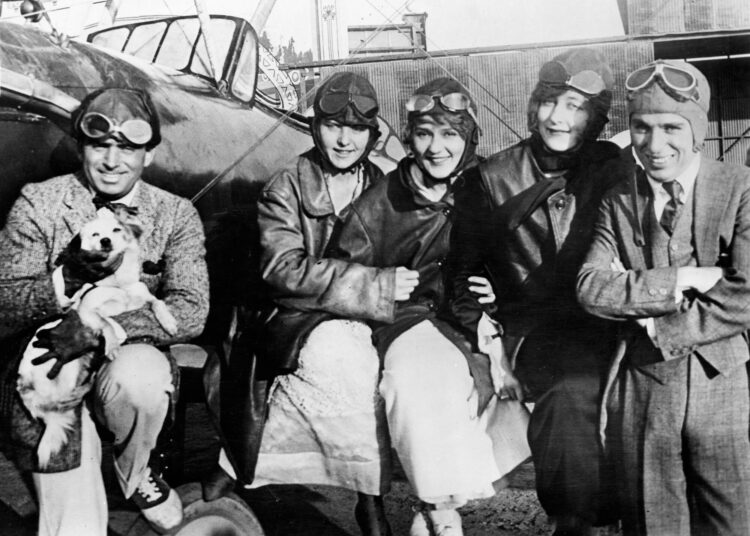 Mary Pickford at the Chaplin Airfield on Fairfax Avenue and Wilshire Boulevard in 1921.