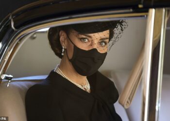 Princess Catherine arrives at the funeral of the Duke of Edinburgh at Windsor Castle in April 2021, where she proved herself to be a pillar of support and strength for a monarchy in mourning