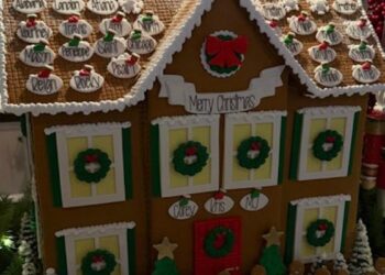 gingerbread house decorated for christmas