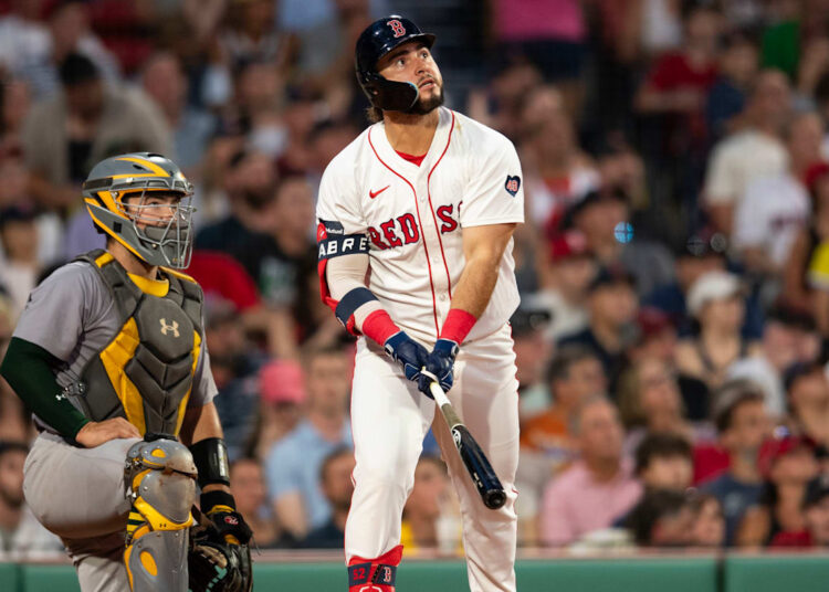 Wilyer Abreu watches a homer leave the yard in a game versus the San Diego Padres