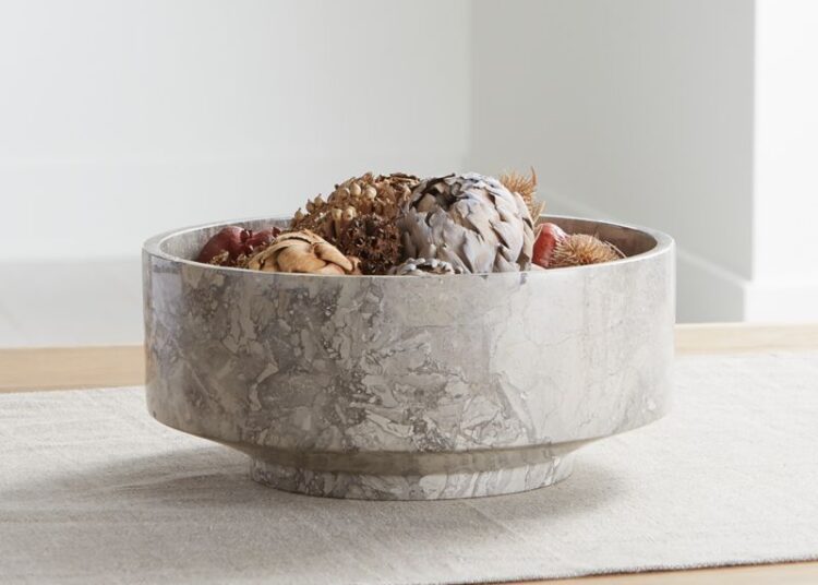Flint Grey Marble Bowl 9.5"