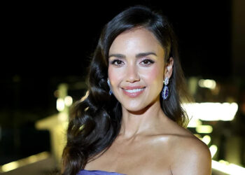 Jessica Alba in a purple dress