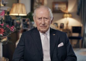 The King recording a personal message as part of Channel 4's Stand Up To Cancer 2025
