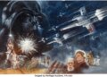 The painting that introduced "Star Wars” to the world nearly 50 years ago — and was reproduced in an iconic movie poster — sold at auction on Wednesday for $3.875 million. The acrylic and airbrush painting by the artist and movie poster designer Tom Jung first appeared in newspaper advertisements on May 13, 1977, a little less than two weeks before the space epic created by George Lucas opened. It also adorned billboards, magazine ads and theater programs. (Heritage Auctions via AP)