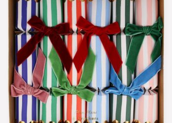 Stripe Velvet Bow Crackers (x 6)