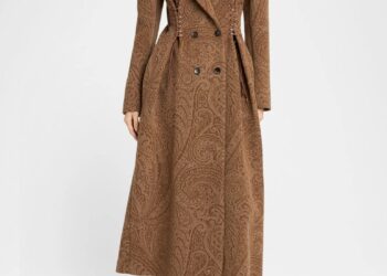 Paisley Wool Laced Long Trench Coat