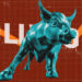 Wall Street bull in front of the Hollywood sign