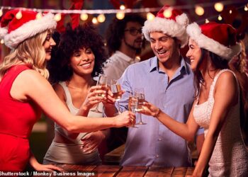 Christmas songs deemed by some to be offensive could be barred in pubs under new legislation, critics have claimed (stock image of people enjoying festive celebrations)