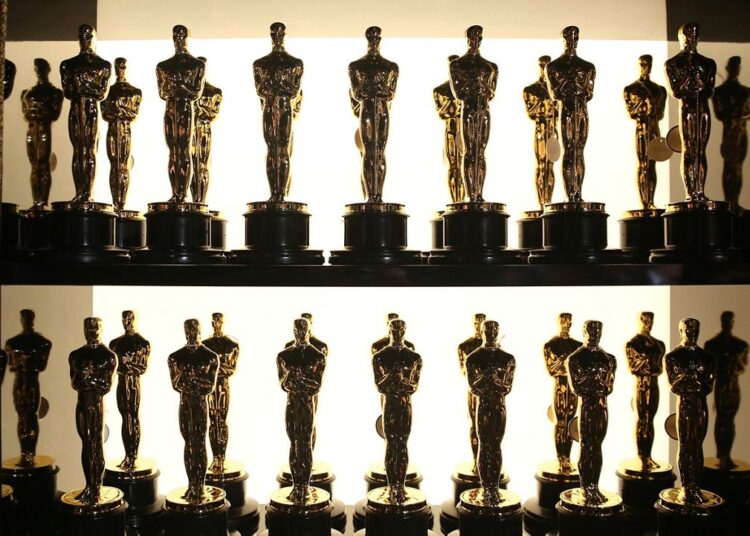 Oscar statuettes appear backstage at the Oscars at the Dolby Theatre in Los Angeles on Feb. 28, 2016. (Photo by Matt Sayles/Invision/AP, File)