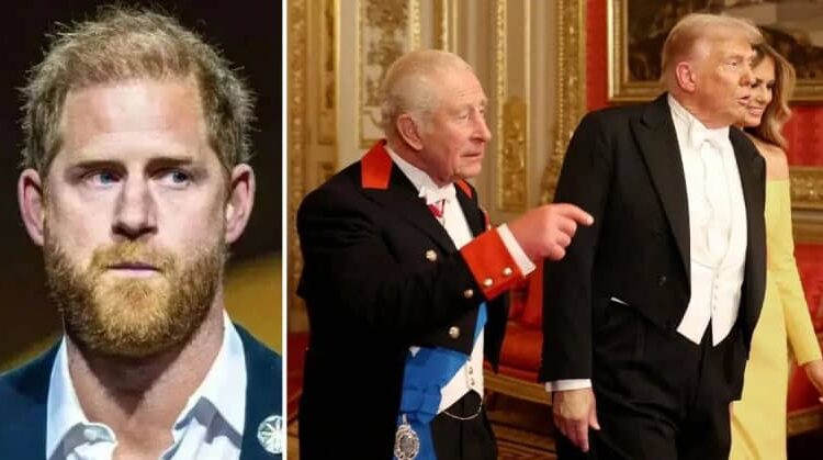 Prince Harry joked about Donald Trump on Stephen Colbert's late-night show.mega