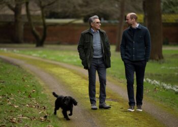 The Waleses' dog Orla joined them on their walk through Windsor