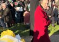 Princess Anne is being showered with compliments for her 'humble' reaction to a fan giving her a bouquet during the royal walkabout at Sandringham on Christmas Day