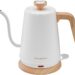 Nueve&amp;five Gooseneck Electric Kettle With Thermometer,electric Tea Kettle 1l With Auto Shut-Off,1000w Hot Water Kettle of Stainless Steel for Coffee &amp; Tea -White
