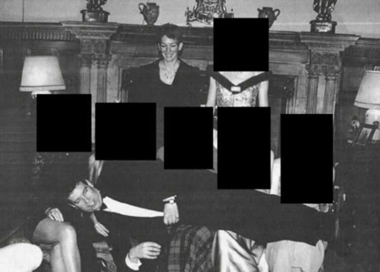 BEST QUALITY AVAILABLE Undated handout photo issued by the US Department of Justice of a photograph appearing to show Andrew Mountbatten-Windsor reclining across the laps of five people has been released in the latest tranche of Epstein files. He appears to be smiling with his eyes closed and his head nearly resting on a woman's lap while Ghislaine Maxwell stands above peering and smiling in the undated picture. Issue date: Friday December 19, 2025. PA Photo. Photo credit should read: US Department of Justice/PA Wire NOTE TO EDITORS: This handout photo may only be used for editorial reporting purposes for the contemporaneous illustration of events, things or the people in the image or facts mentioned in the caption. Reuse of the picture may require further permission from the copyright holder.