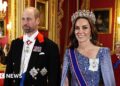 William and Catherine pictured at the state banquet