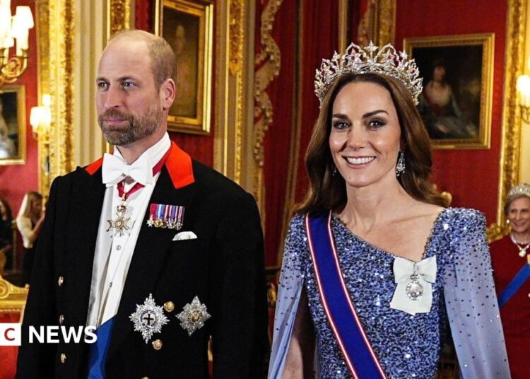 William and Catherine pictured at the state banquet