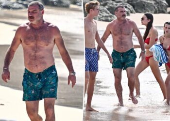 Shirtless Liev Schreiber flaunts fit physique in Barbados