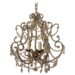 Merveilleux Lustre &agrave; Fleurs En Perles Bagu&egrave;s Italien Birdcage Crystal Gold Gilt