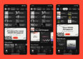 Three smartphone showing where you can find Wrapped 2025 in the Spotify app