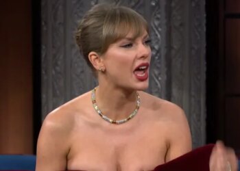 Taylor Swift during her appearance on “The Late Show with Stephen Colbert" on Dec. 10.