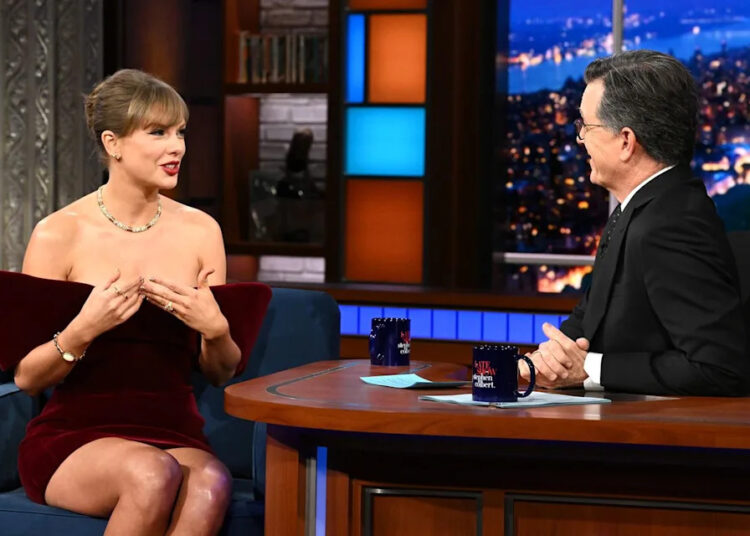 Scott Kowalchyk/CBS Taylor Swift on 'The Late Show With Stephen Colbert'