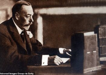 King George fell through his wicker chair and had to be helped up when he gave his broadcast in 1932