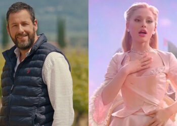Adam Sandler in Jay Kelly and Ariana Grande in Wicked: For Good.