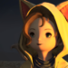 Krile, a lalafell pictomancer from Final Fantasy 14: Dawntrail, smiles happily while lit by a campfire.