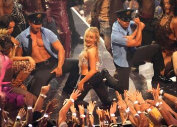 Sabrina Carpenter performs "Tear" during the MTV Video Music Awards at UBS Arena in Elmont, N.Y., Sept. 7, 2025. (Photo by Charles Sykes/Invision/AP File)