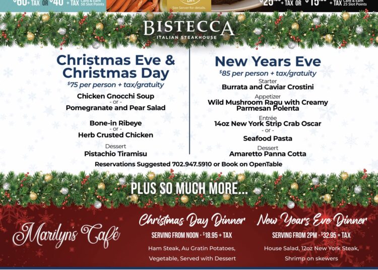 Tuscany Suites & Casino Delivers Holiday Dining, Live Music & New Year’s Eve Celebrations All December
