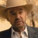 Tommy in cowboy hat talking to Cami outside in Landman finale.