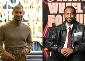 Usher on 'Good Morning America' in September 2024 (ABC/Paula Lobo)// Big Sean on 'Celebrity Wheel of Fortune' (Disney/Eric McCandless)
