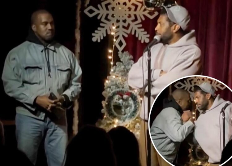 Watch 'awkward' moment Kanye West is brought onstage at Deon Cole's improv show