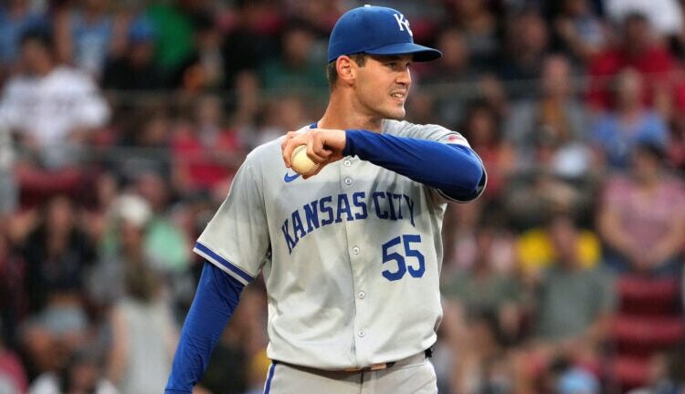 Kansas City Royals starting pitcher Cole Ragans (55) during the second inning. - The Boston Red Sox host the Kansas City Royals in a MLB game Friday, July 12, 2024 at Fenway Park in Boston, MA.