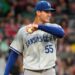 Kansas City Royals starting pitcher Cole Ragans (55) during the second inning. - The Boston Red Sox host the Kansas City Royals in a MLB game Friday, July 12, 2024 at Fenway Park in Boston, MA.