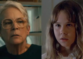 Jamie Lee Curtis and Linda Blair in a side-by-side photo.