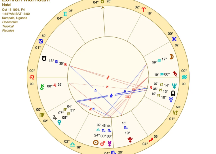 Zohran Mamdani birth chart wheel