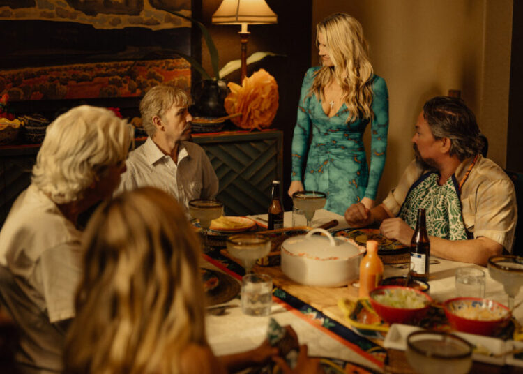 Sam Elliott as T.L., Billy Bob Thornton as Tommy, Ali Larter as Angela and James Jordan as Dale in Landman episode 7, season 2, streaming on Paramount+. Photo Credit: Emerson Miller/Paramount+