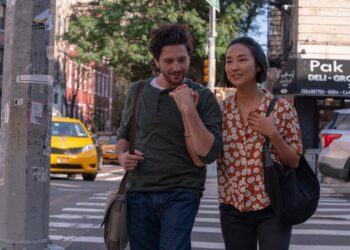 John Magaro and Greta Lee in "Past Lives."