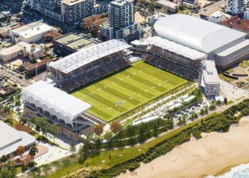 Aerial view of stadium 3D model