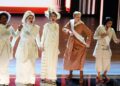 Members of the original Broadway cast of "Suffs," a musical coming to Philadelphia. (Photo by Charles Sykes/Invision/AP)