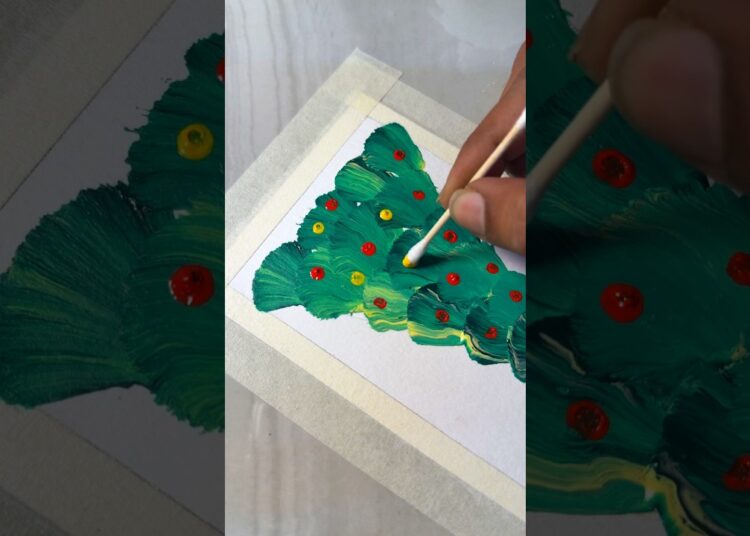Christmas Tree Acrylic Paintings – Creative Art Ideas 🎄 #art #painting #christmastree #christmas