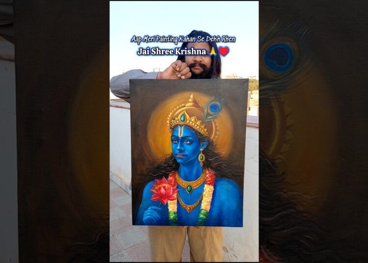 Please Support Me 🙏🥺 #artshorts #trending #artist #art #drawing #krishna #canvaspainting