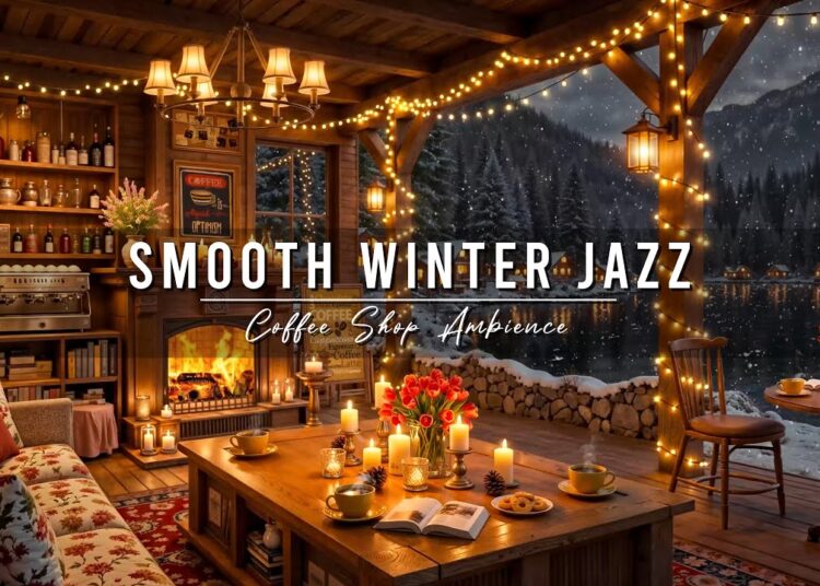Warm Winter Night with Relaxing Jazz Instrumental Music ⛄ Coffee Shop Ambience & Smooth Jazz Music