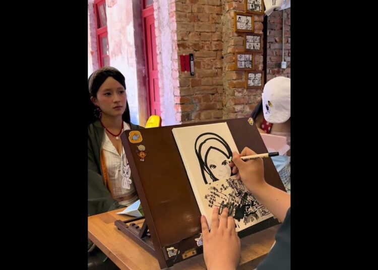 Art Café Mein Live Sketching | Cute Girl Portrait Drawing 🎨✨ | #DrawingVideo #AestheticArt