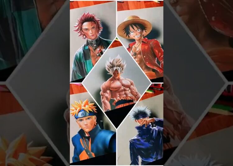Top 5 My Anime Art Work #shorts #youtubeshorts #shortsart #art #artist #anime #drawing #rahiljindran
